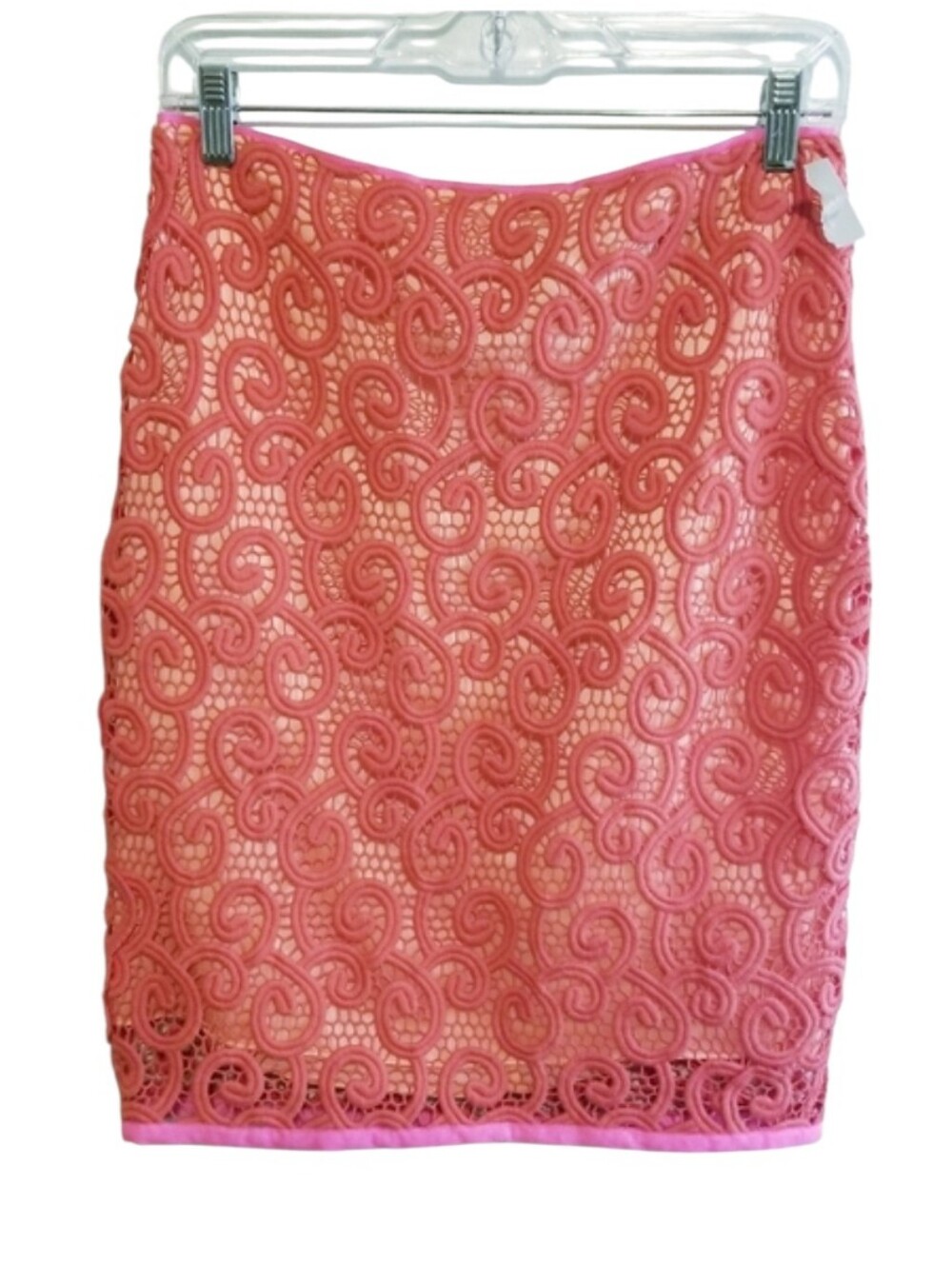 Elie Tahari Bella Coral Pink Lace Pencil Skirt